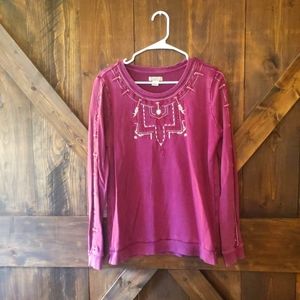 ❤️🩷❤️ Embroidered Lucky brand tribal sweater top medium